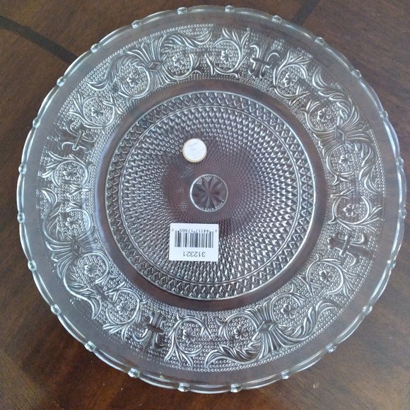 Elegant Round Crystal Platter, 30 cm round, Made in US - Picture 1 of 5